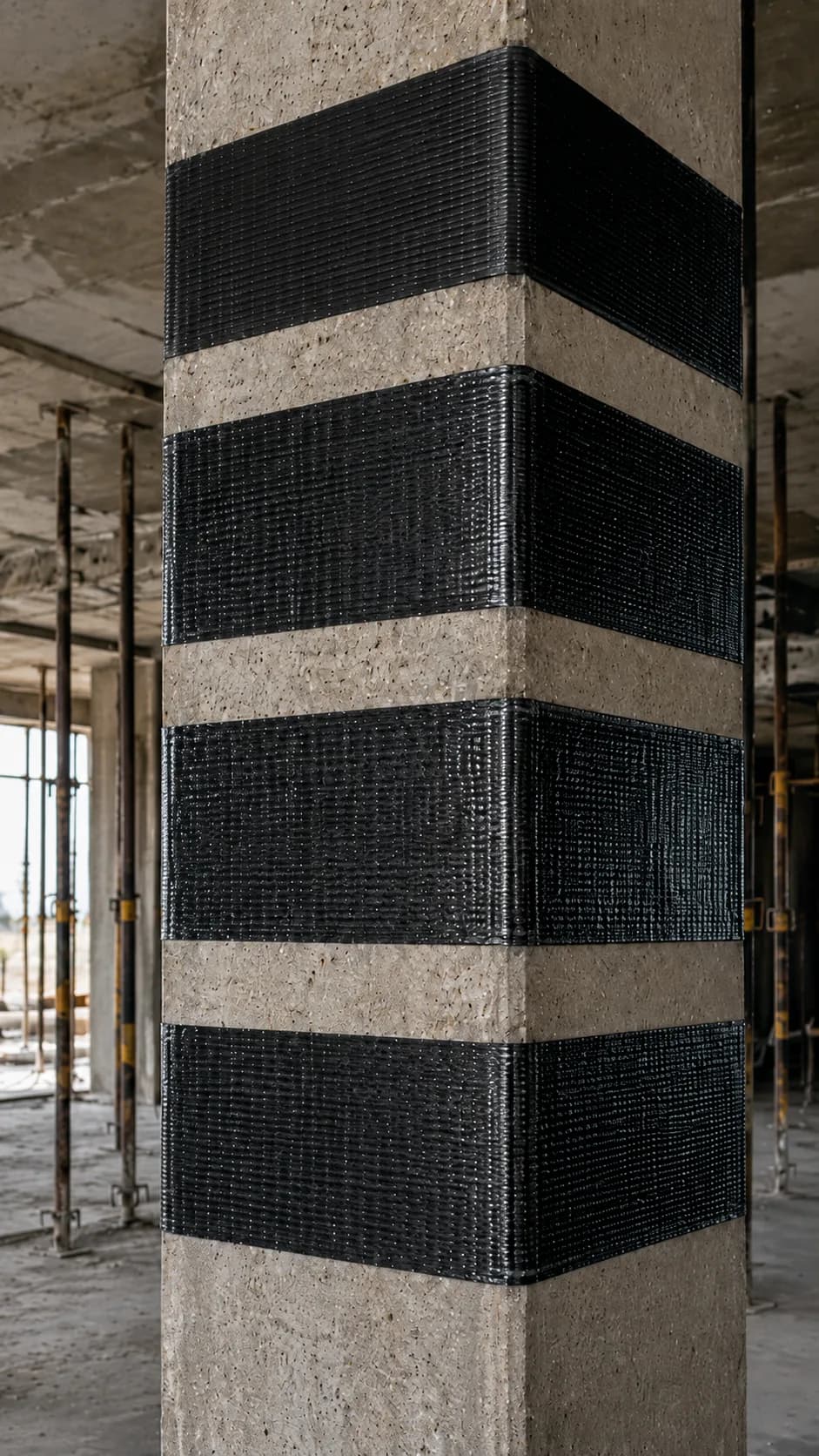 Columna de concreto reforzada con sistema FibraCarb de fibra de carbono