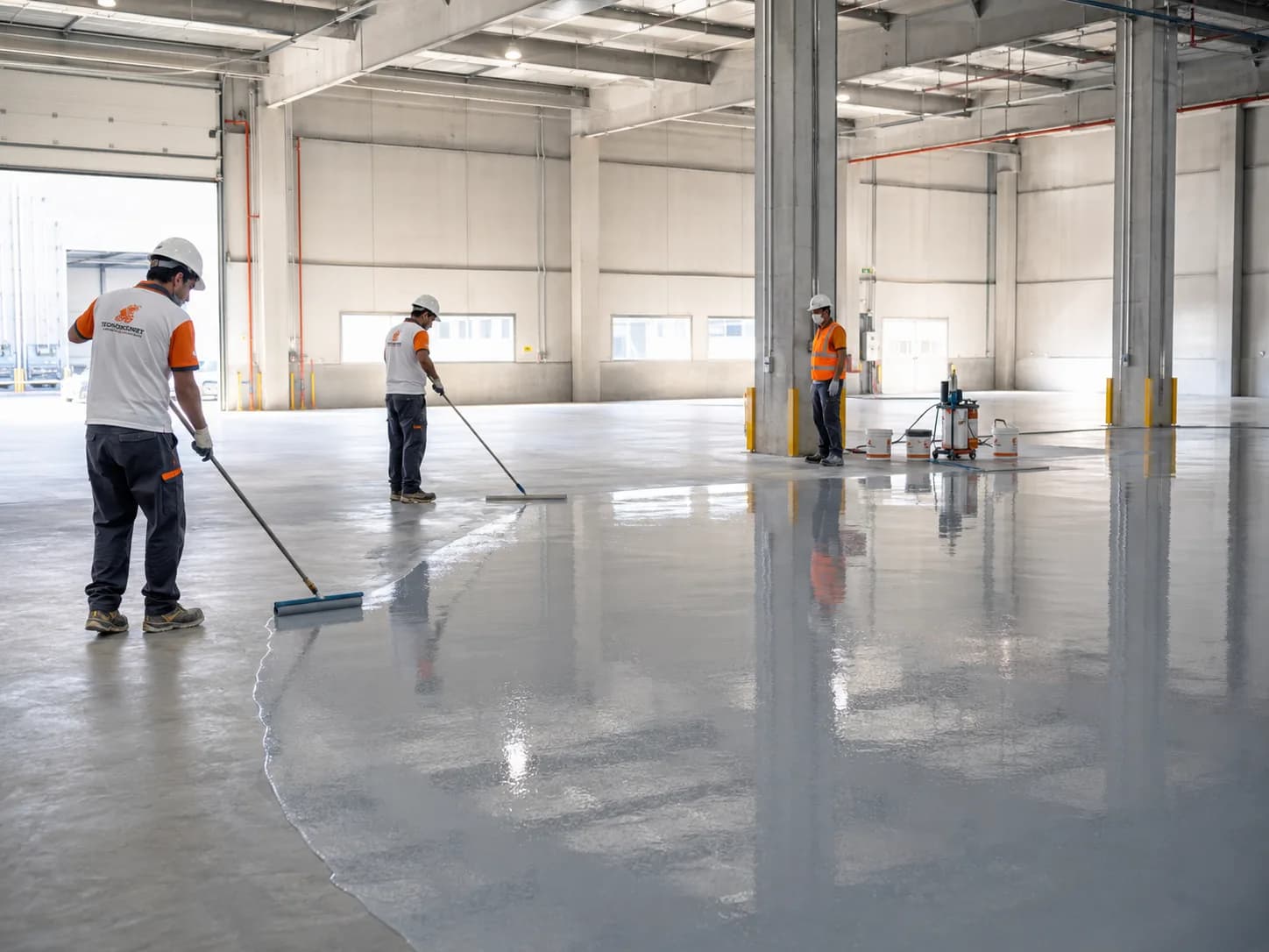 Equipo técnico aplicando sistemas en obra