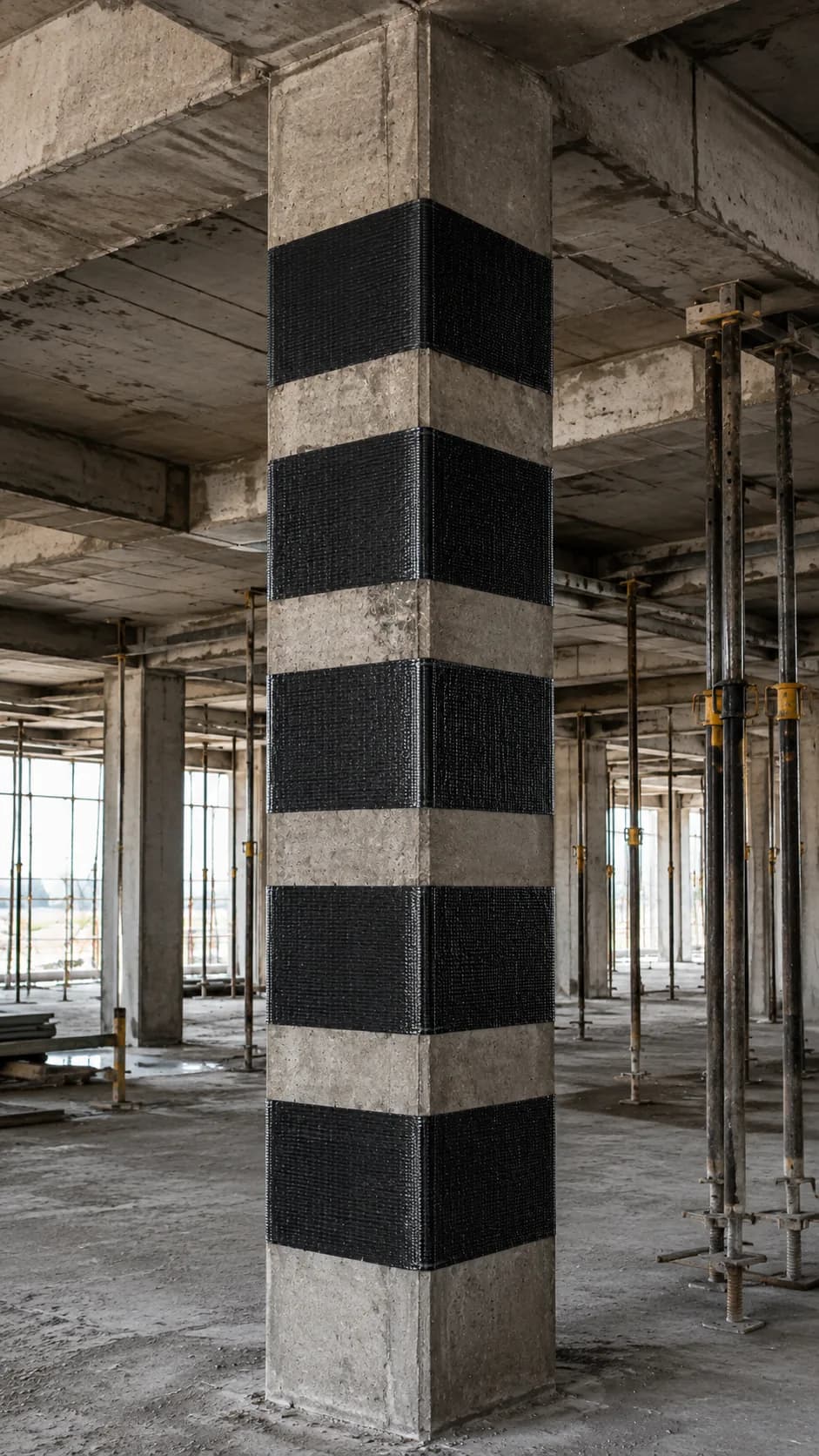Columna de concreto reforzada con sistema FibraCarb de fibra de carbono