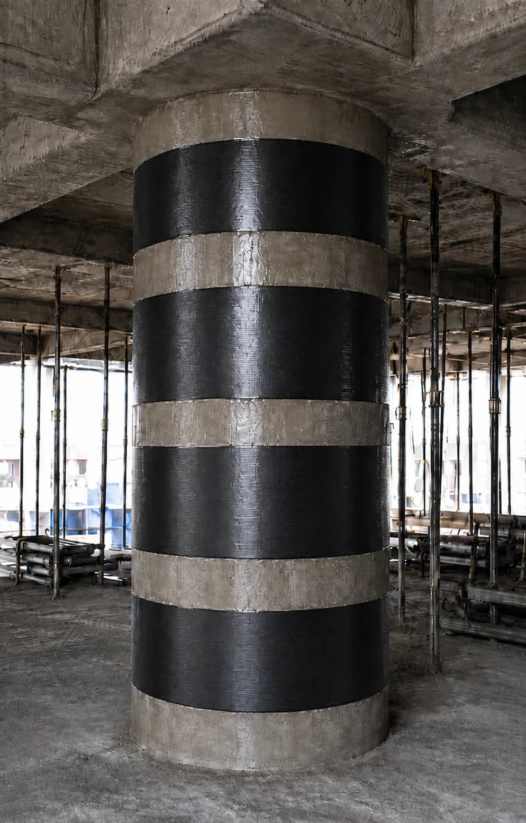 Estructura en obra reforzada con sistema FibraCarb